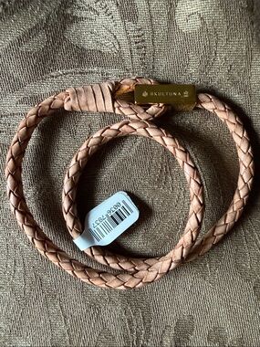 Skultuna Braided Leather Wrap Bracelet in Natural and Gold